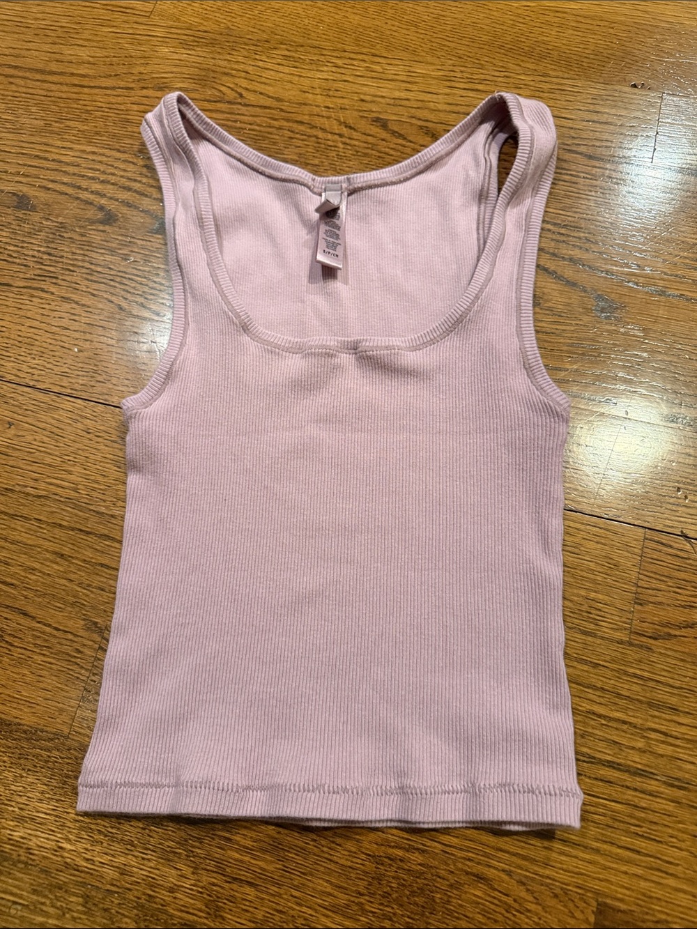 SKIMS Ribbed Square-Neck Tank — Light Mauve